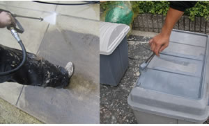 駐車場の土間の高圧洗浄や、雨どいの掃除等も行います